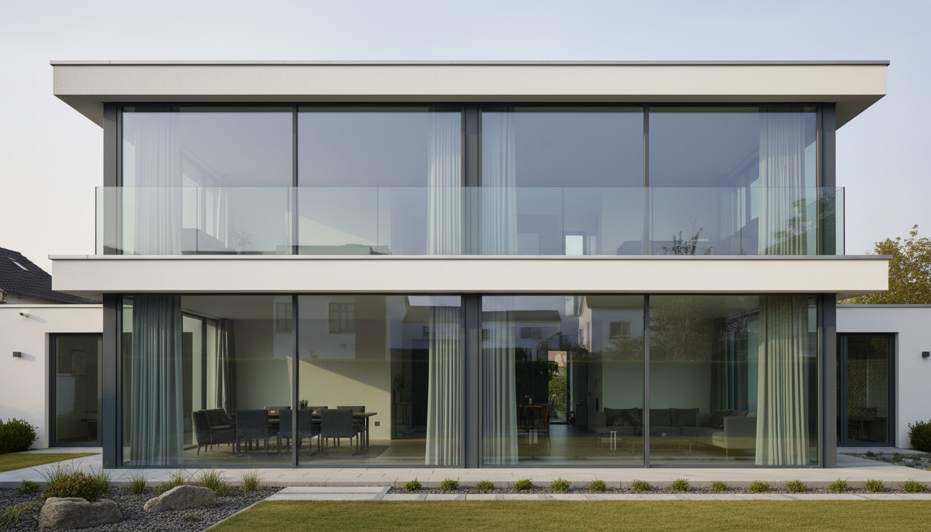 Nahaufnahme eines aluminiumfenster-Querschnitts mit thermischer Trennung, Isolierkern und präziser Makrofotografie