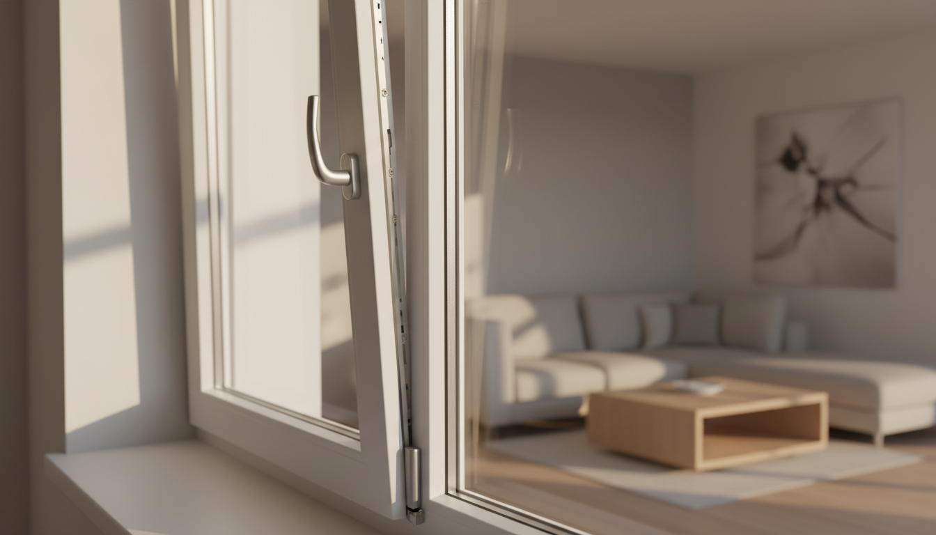 Dreh Kipp Fenster Scharniere oelen tipps Nahaufnahme: Hände ölen Scharniere an einem dreh kipp fenster, Detail der Kipp-Dreh-Mechanik bei Wartung.