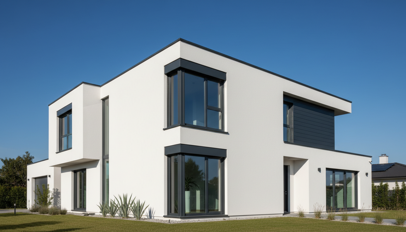 Fenster grau: Anthrazitrahmen Detailaufnahme Nahaufnahme eines modernen fenster grau Anthrazit-Fensterrahmens mit hochwertiger Oberfläche und feiner Textur