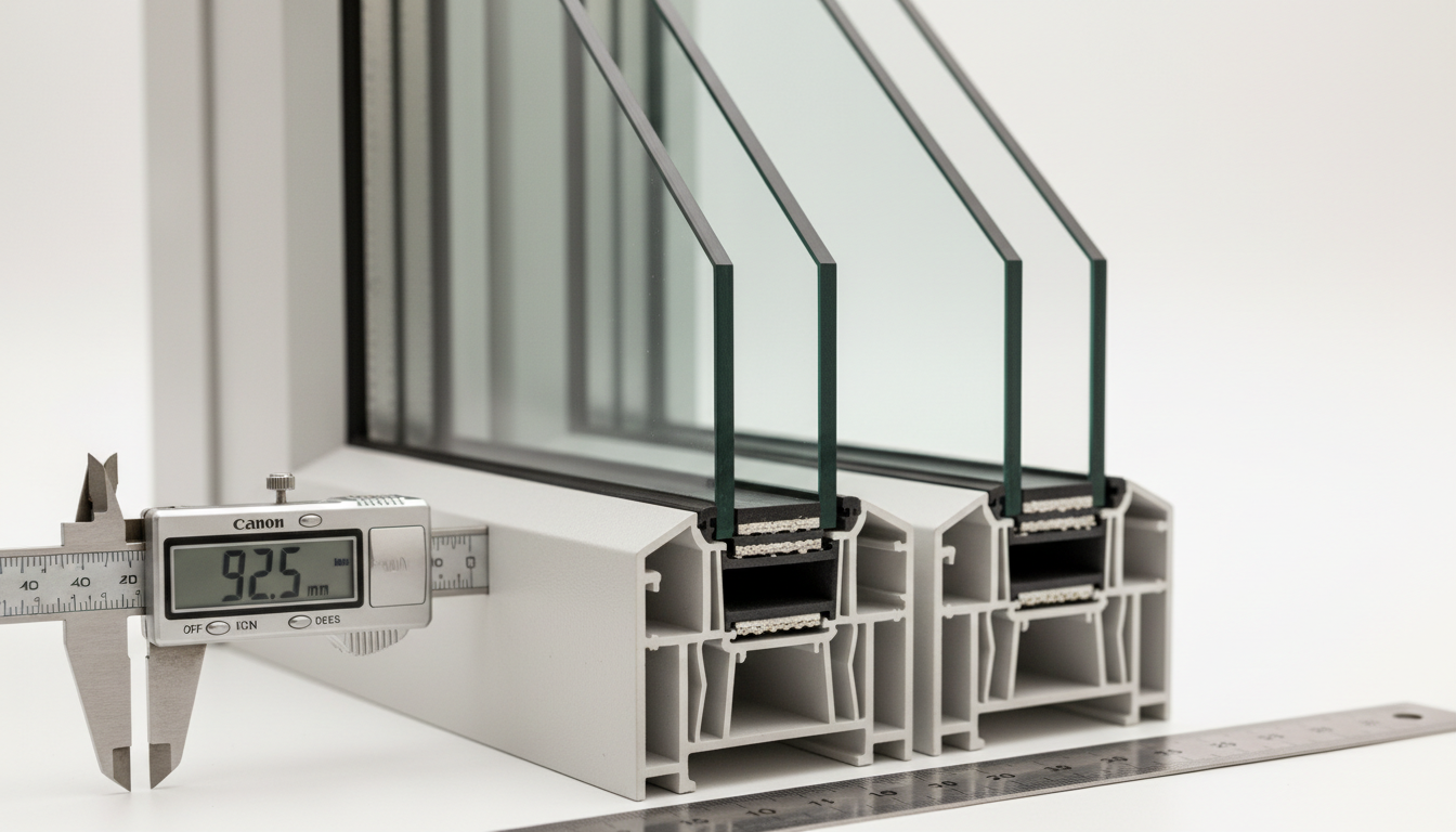 Professionelle Fenstermontage mit Fokus auf uw wert Installateur montiert energieeffizientes Fenster in Wandöffnung mit Dichtungen und Isolationsschichten; uw wert gezeigt.