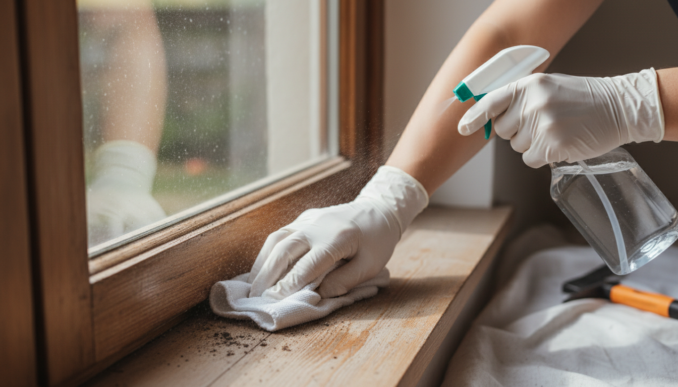 Vorher-Nachher: Fensterrahmen streichen – links verwittert, rechts frisch weiß lackiert im Tageslicht