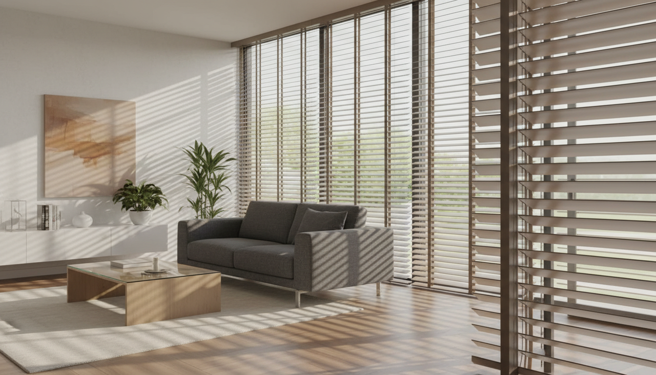 Hände montieren Aluminium-Jalousien für Fenster mit Bohrer, Halterungen und Schrauben in Nahaufnahme.