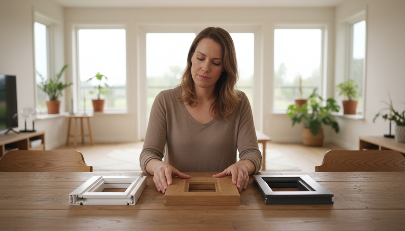 Neue Fenster Kosten: moderner Einbau in weiß Hausfassade mit neu installierten weißen Dreifachverglasungen, Handwerker auf Leiter beim Einbau; neue fenster kosten.