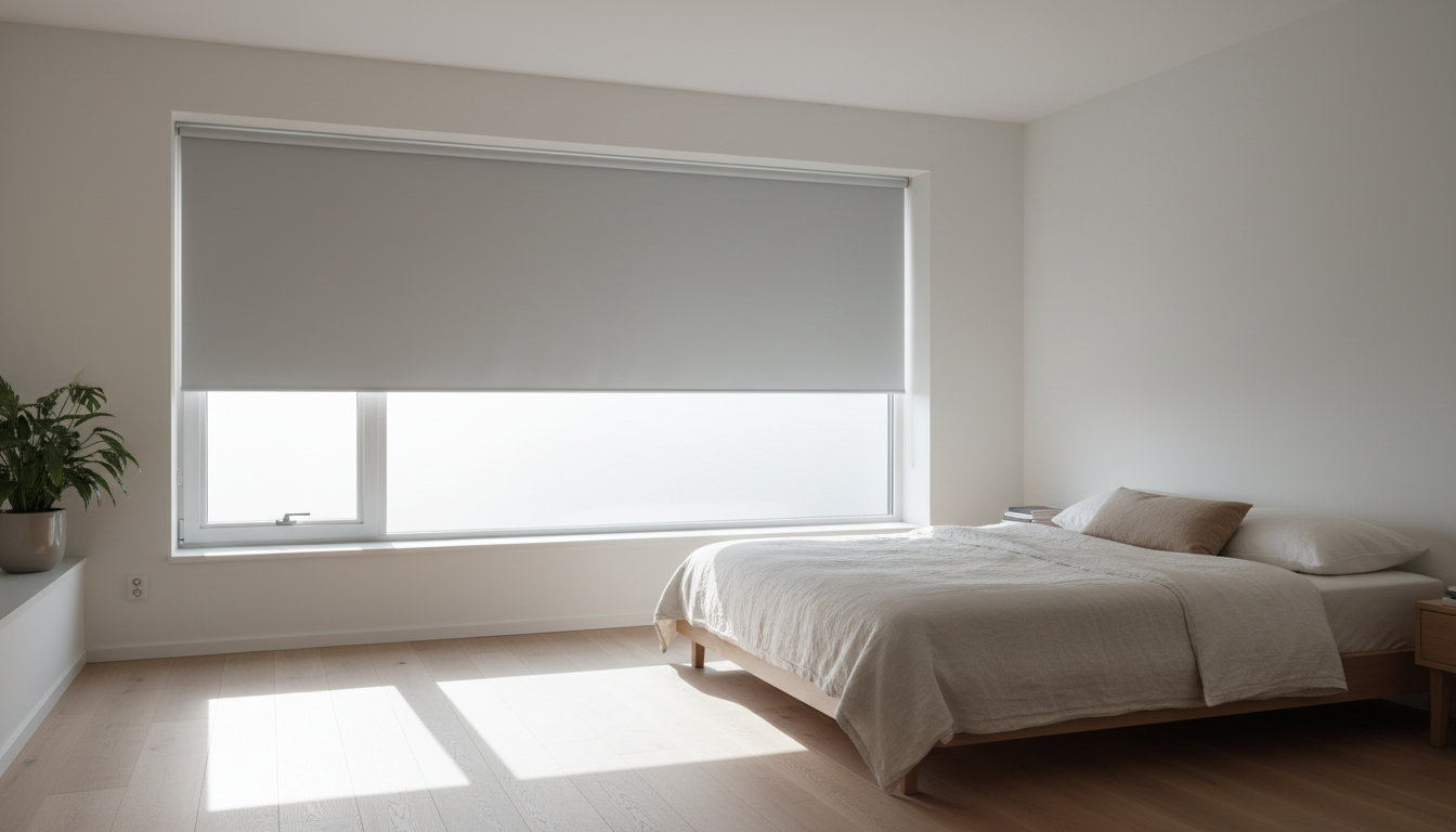 Nahaufnahme hochwertiger Blackout-Stoffmuster mit Textur und Beschichtung, perfekt für Verdunkelung Fenster und Lichtkontrolle.