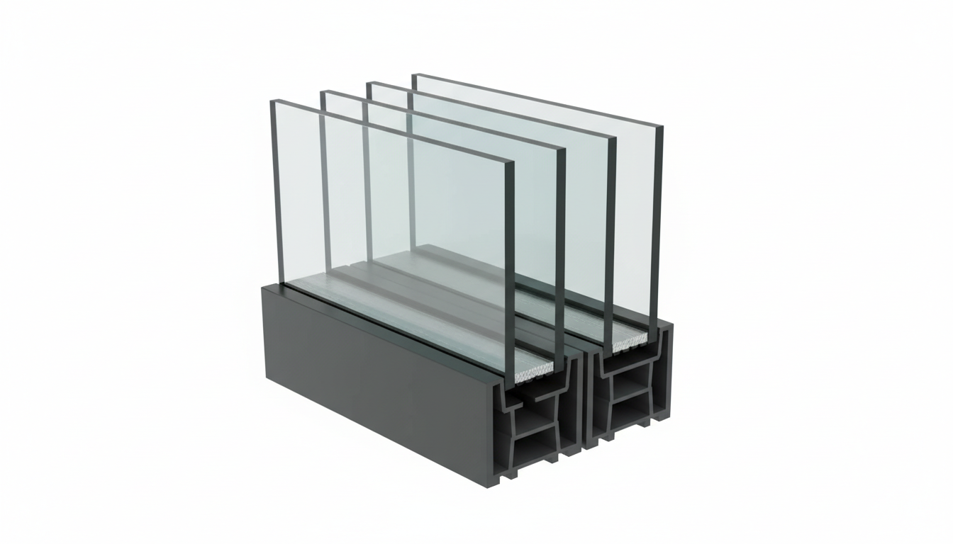 Dreifachverglastes Fenster mit Mehrpunktverriegelung innen, realistisches Foto - co2 einsparung neue fenster