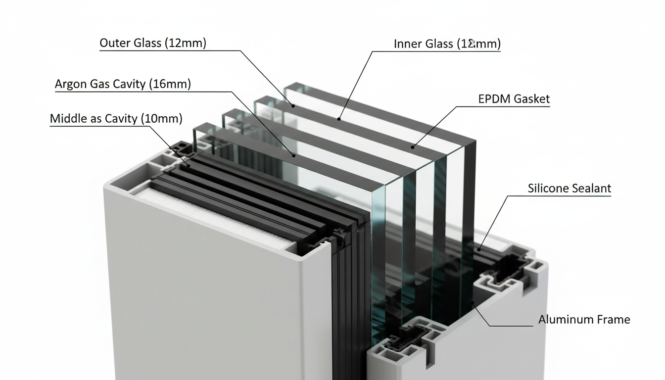 Professionelle Installation moderner lärmschutz fenster in urbaner Wohnung; ruhiges Wohnzimmer, Blick auf Straße, Tageslicht.