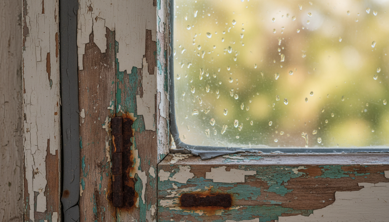 Handwerker installiert weiße Dreifachverglasung in modernem Zuhause, Werkzeuge sichtbar – wann lohnen sich neue Fenster?