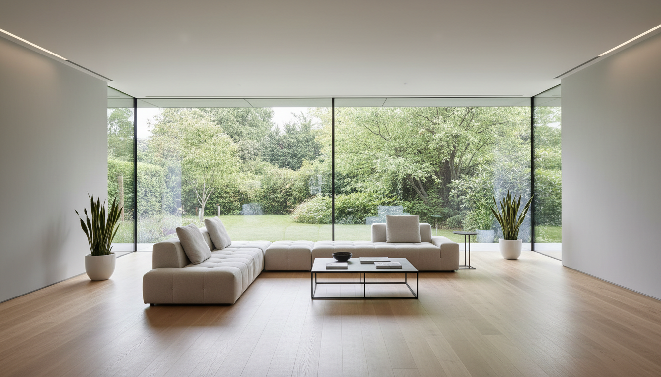 Nahaufnahme anthrazitfarbener Fensterrahmen, fenster als gestaltungselement: schlankes Profil, Textur im Tageslicht