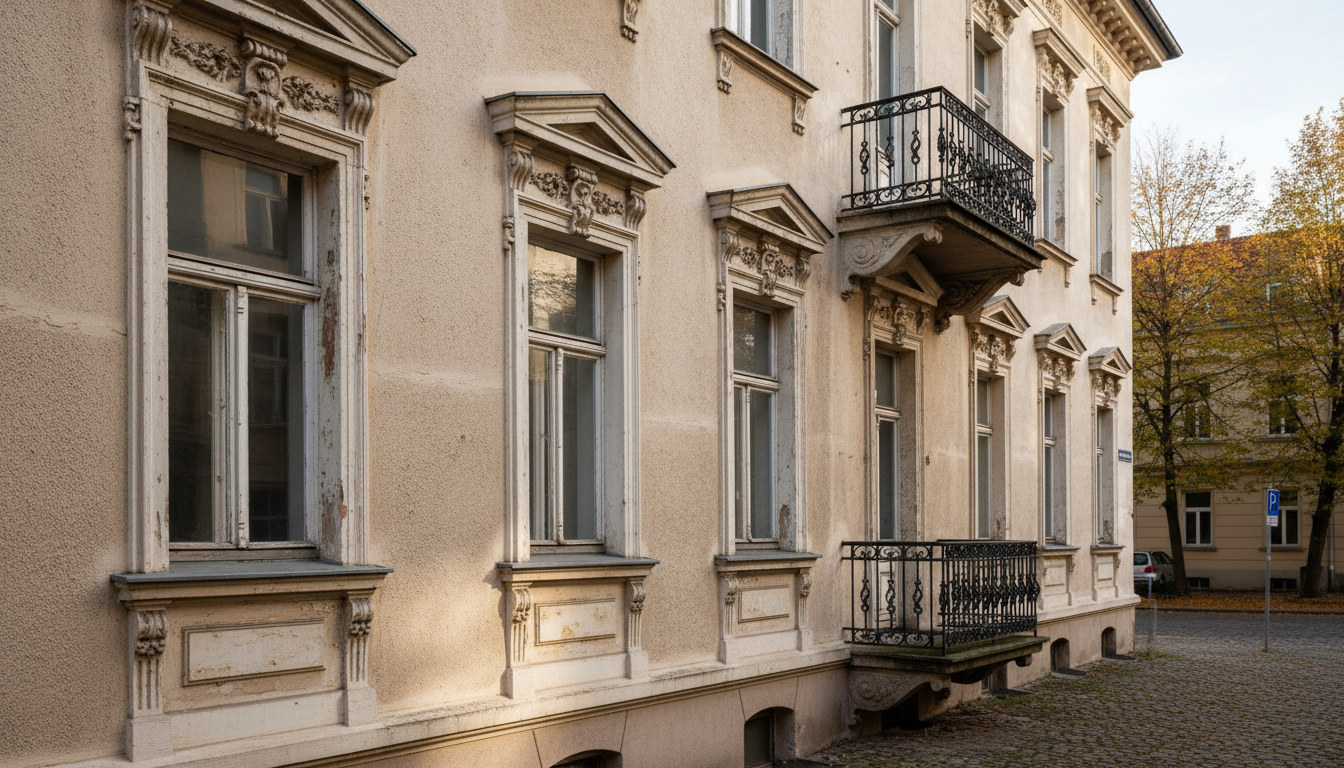 Fenster Sanierung Altbau Vergleich: links altes verwittertes Einfachglas, rechts modern gedämmtes Holzfenster, Tageslicht.