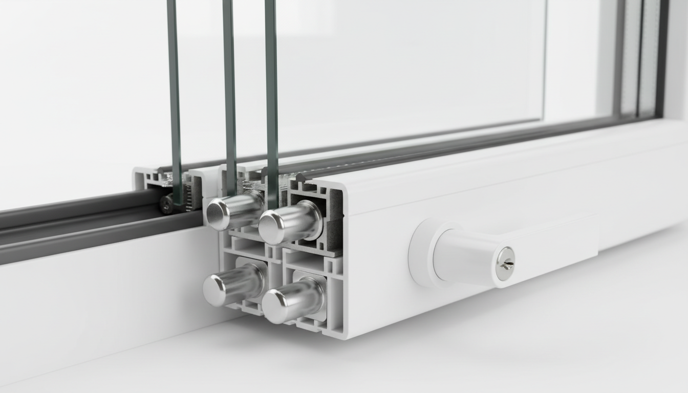 Handwerker montiert RC2-Fenster mit sichtbarer Sicherheits-Hardware und verstärktem Rahmen; fenster sicherheitsstufen