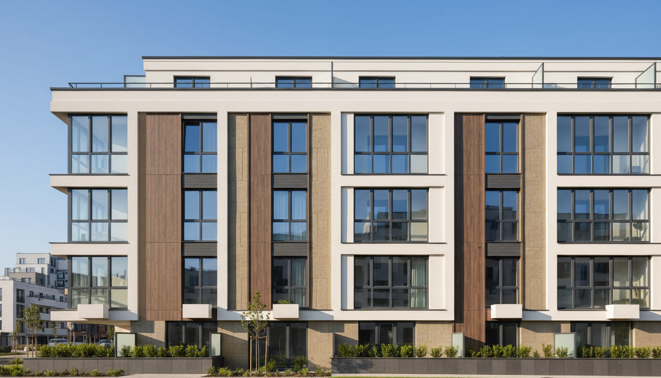 Moderne Baufenster im Showroom – Beratung & Effizienz Berater zeigt Paar verschiedene moderne Baufenster mit Mustern und Energieeffizienz-Diagrammen in hellem Showroom