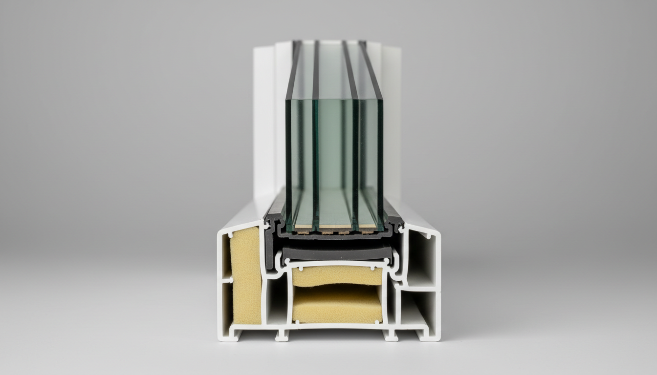 Modernes Passivhauszimmer mit großen passivhausfenster, Dreifachverglasung, Lüftung und heller Wohnfläche