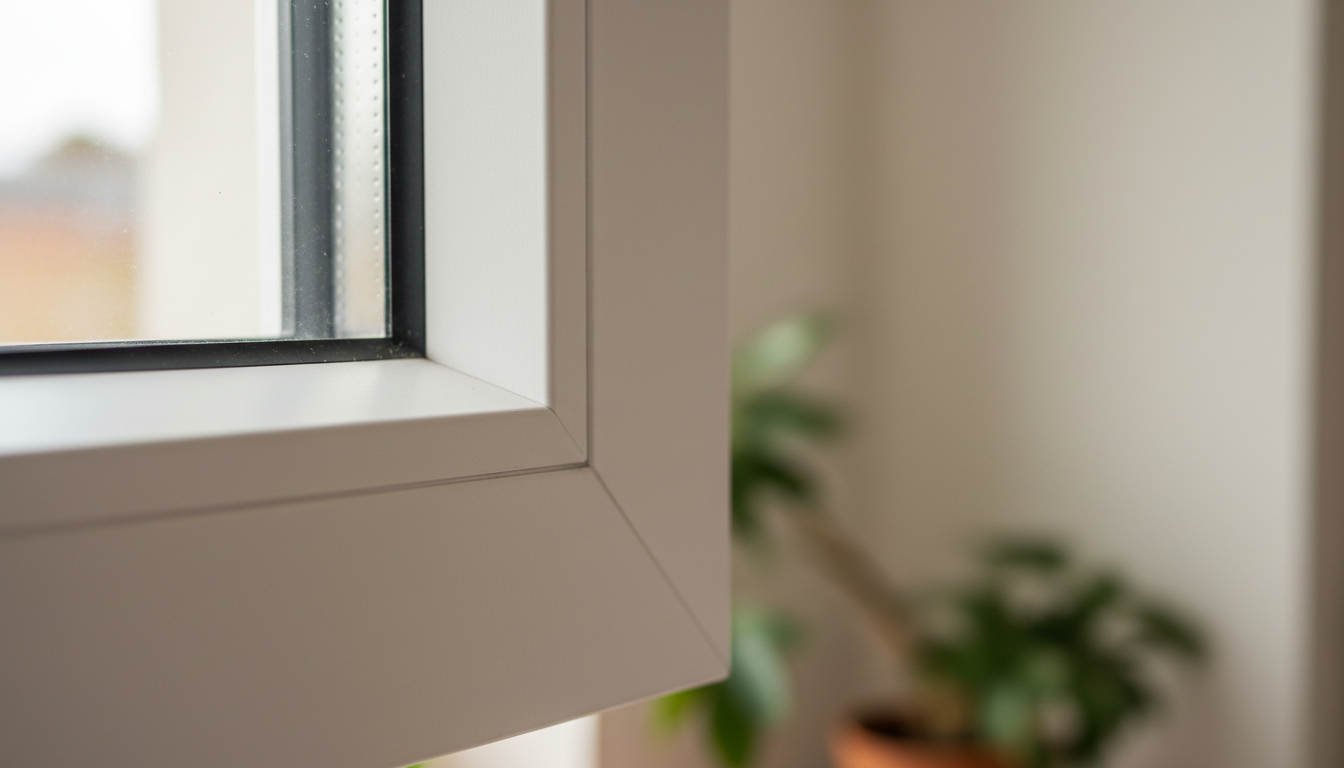 Pflegeleichte Fensterrahmen Materialien im Vergleich Vier Nahaufnahmen von PVC, Aluminium, Holz und Holz-Alu-Rahmen: pflegeleichte Fensterrahmen Materialien im Detail.