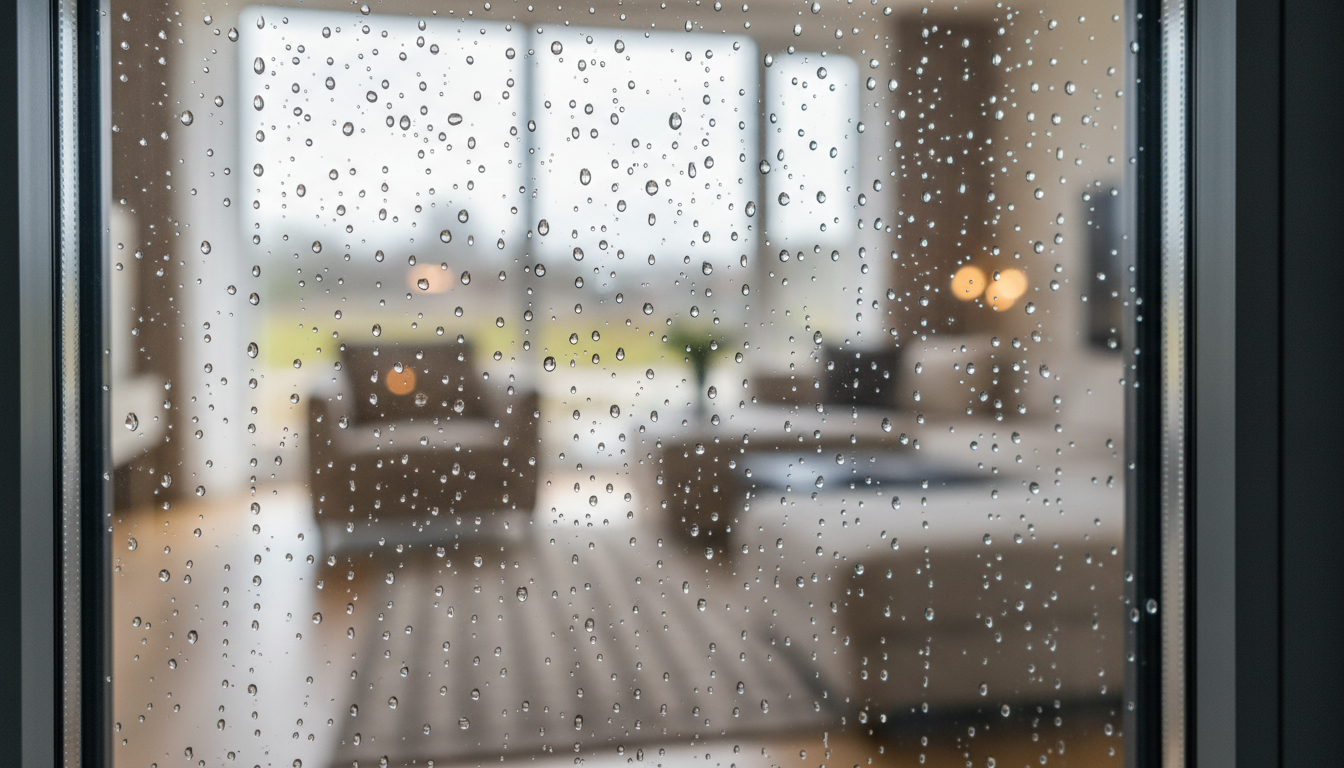 Makroaufnahme der Fensterinstallation mit Montageschaum, Dichtband und Fugenabdichtung; probleme nach fenstertausch sichtbar.