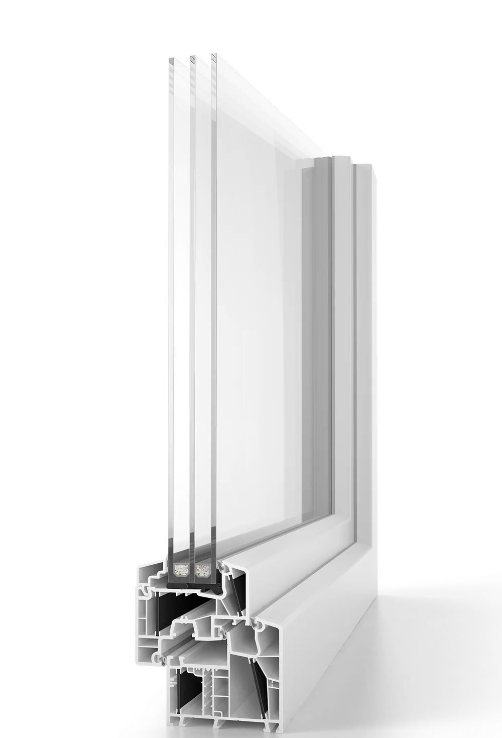 Aluplast energeto 8000 Profil-Querschnitt – Kunststofffenster mit Fiberglas-Technologie