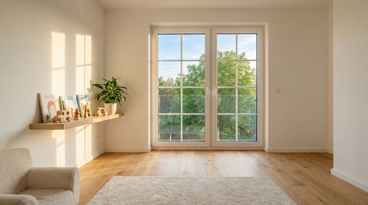 Helles Kinderzimmer mit sicheren Fenstern aus Verbundsicherheitsglas VSG