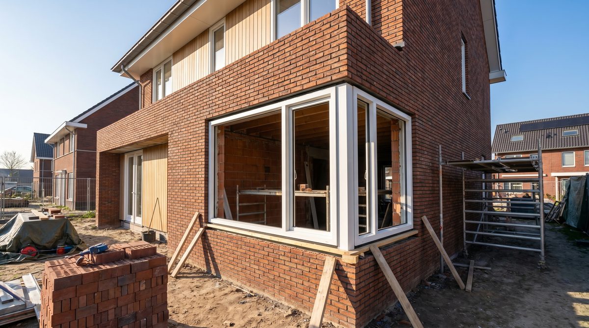Neues Fenster wird in Hausfassade eingebaut – Fenstermontage Anleitung