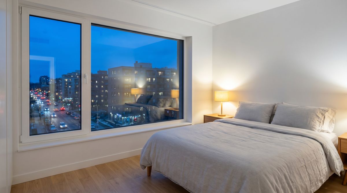 Ruhiges Schlafzimmer in Stadtwohnung mit Schallschutzfenster Klasse 4 – Außen Stadtlärm, innen Stille