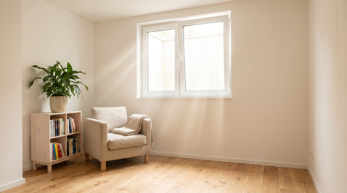 Modern ausgebauter Wohnkeller mit großem Kellerfenster und Tageslicht