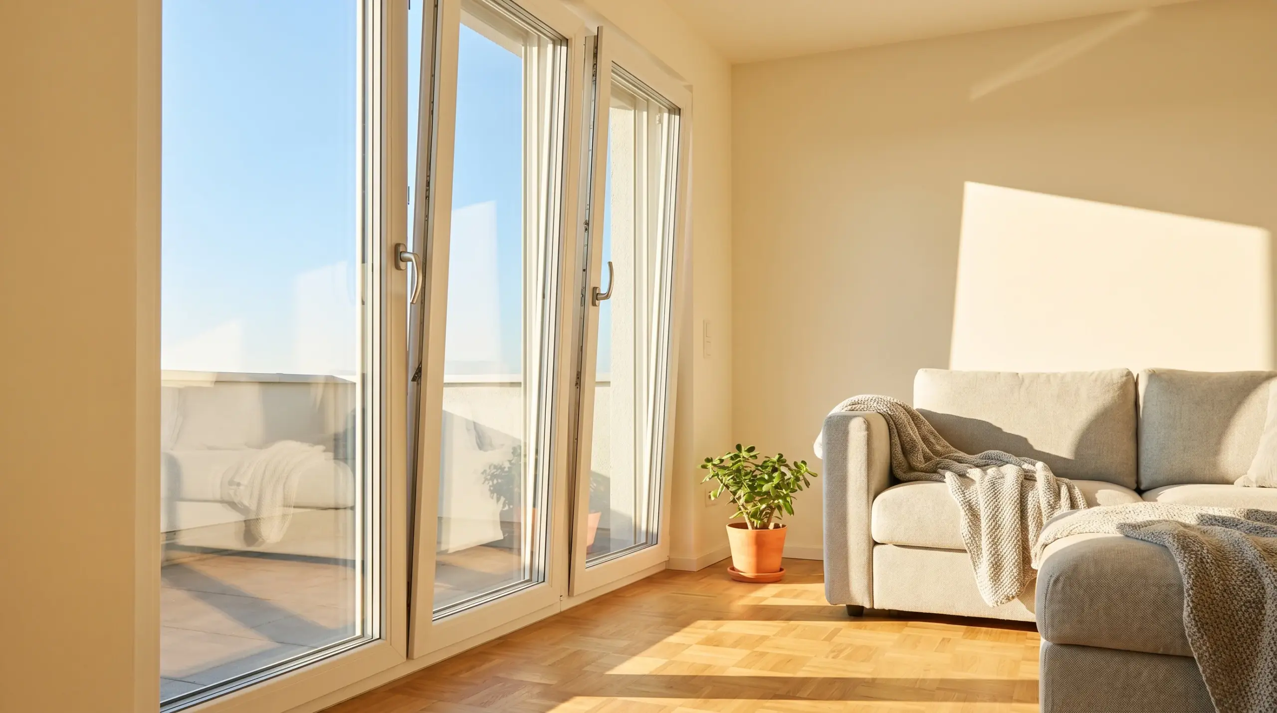 Dreh-Kipp-Fenster im modernen Wohnzimmer – Fenster einstellen Anleitung