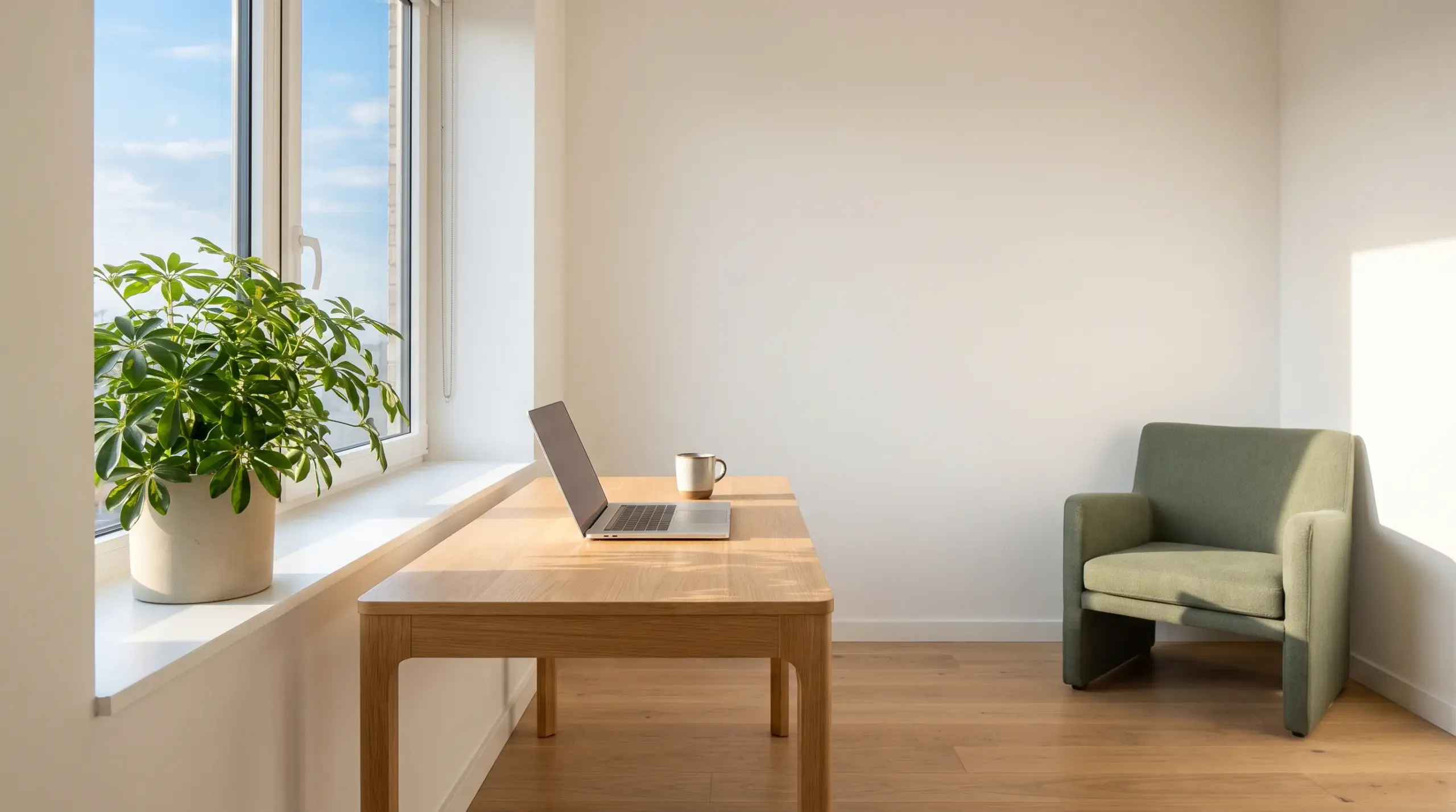 Modernes Homeoffice mit großem Fenster – gefördert durch BAFA Förderung Fenster 2026
