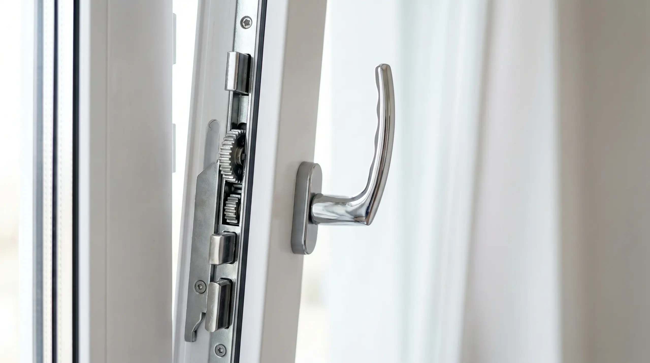 Fenster online bestellen – Dreh-Kipp-Fenstergriff Detailansicht mit Verriegelungsmechanismus