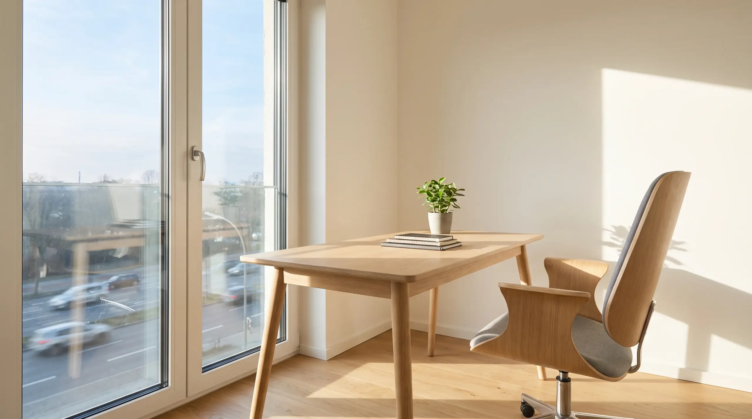 Homeoffice mit Schallschutzfenster – ruhige Arbeitsumgebung trotz Straßenlärm