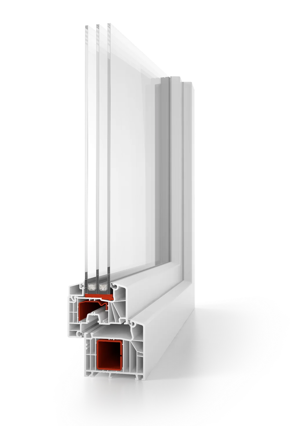 Aluplast IDEAL 7000 Profil-Querschnitt – 6-Kammer-Kunststofffenster mit 85 mm Bautiefe