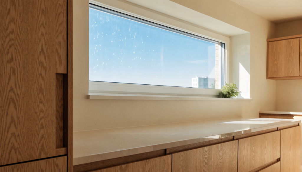 Fenster putzen streifenfrei – saubere Kuechenfenster mit Tageslicht