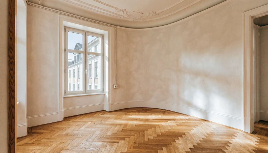 Fenster einbauen – frisch montiertes Fenster im renovierten Altbau