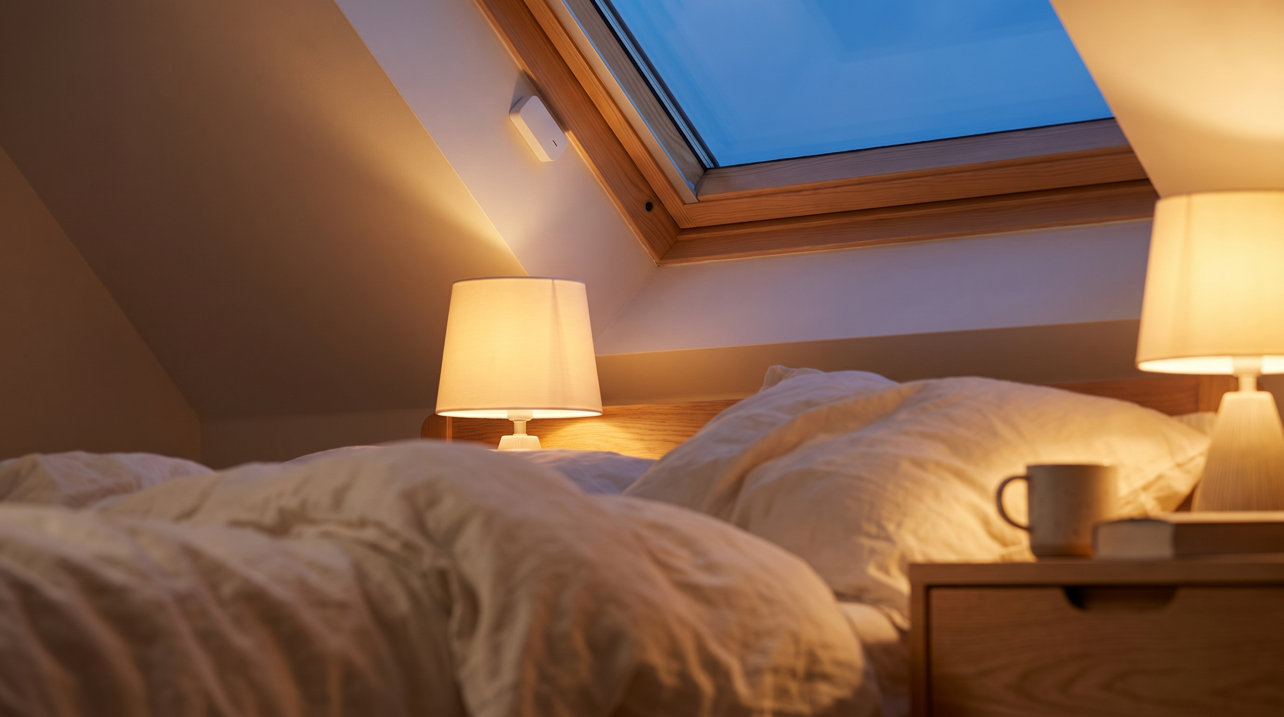 Fenstersensor im Schlafzimmer: nächtlicher Einbruchschutz für gekippte Fenster