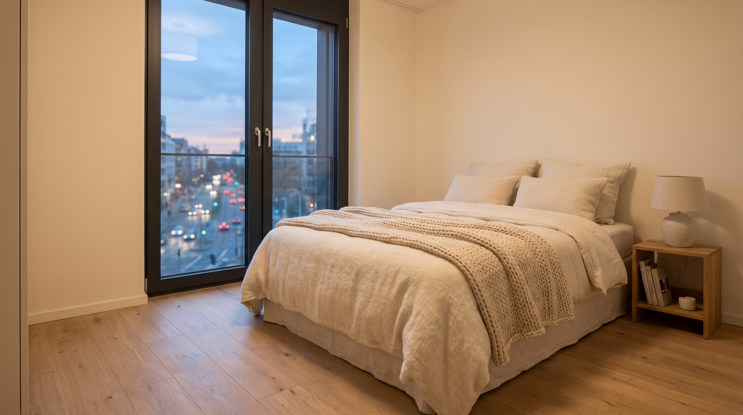 Schallschutzverglasung Aufbau sorgt fuer Ruhe im Schlafzimmer an der stark befahrenen Strasse