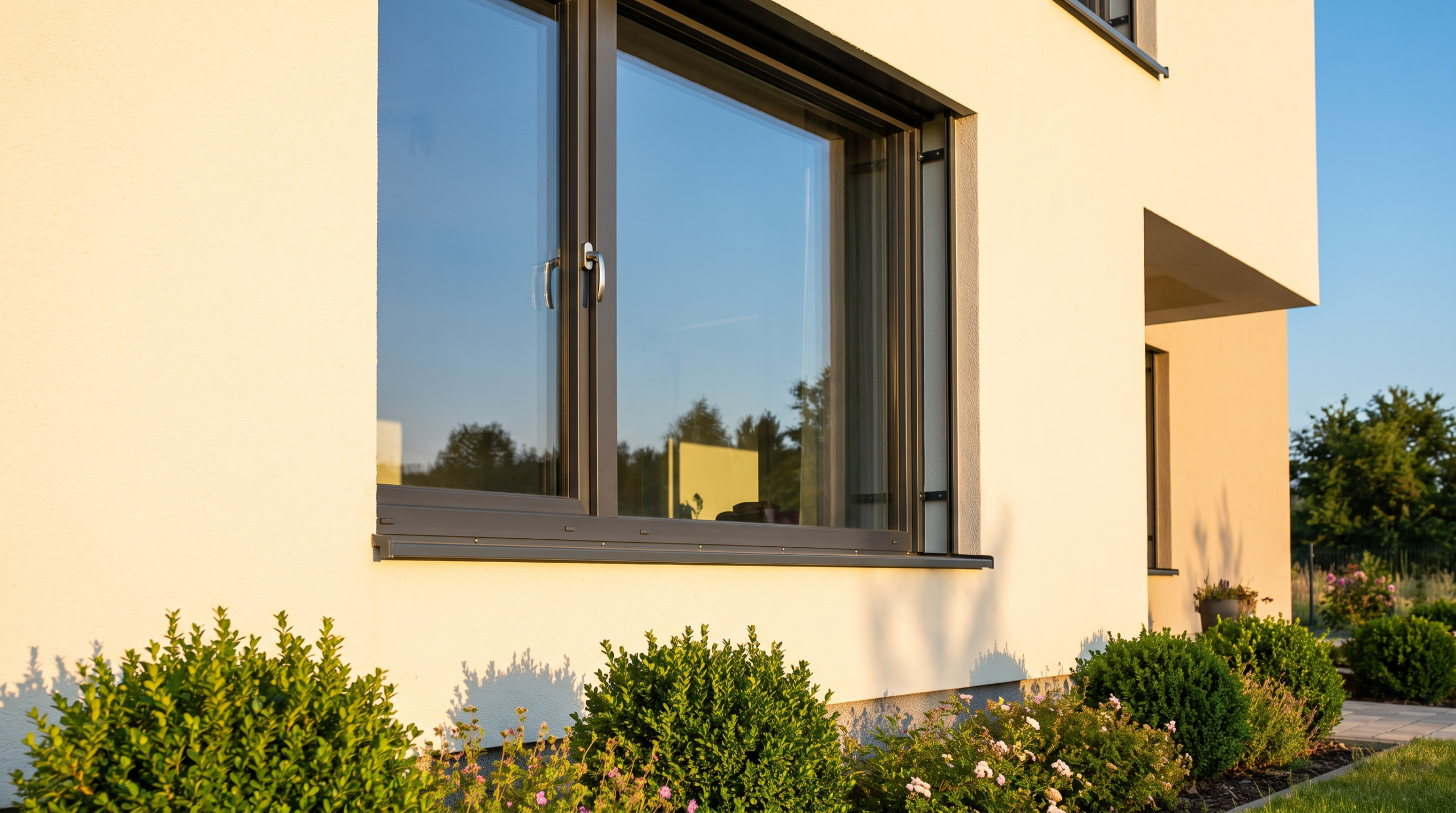 Gesichertes Erdgeschossfenster mit Pilzkopfverriegelung von aussen