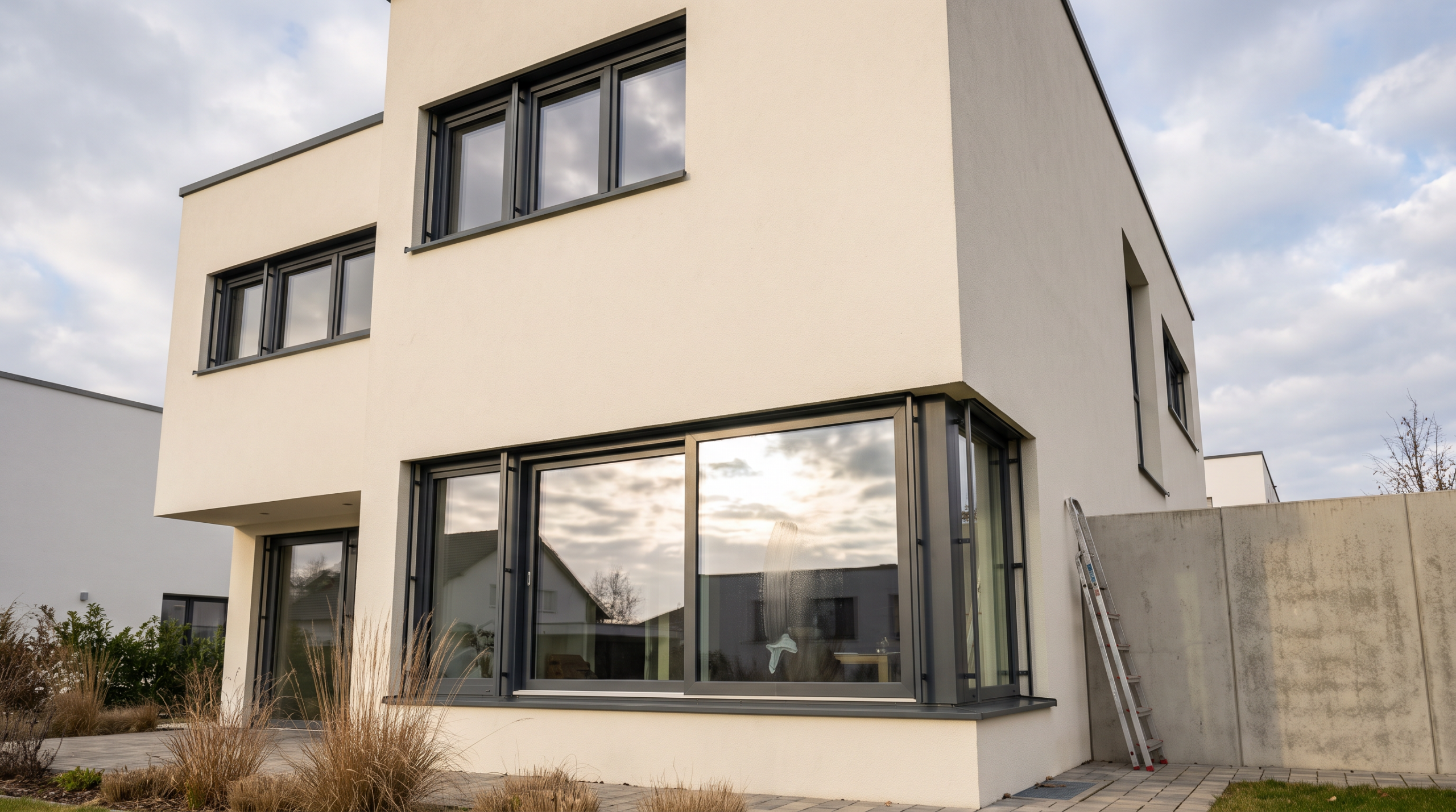 Fenster streifenfrei putzen an der Fassade von außen