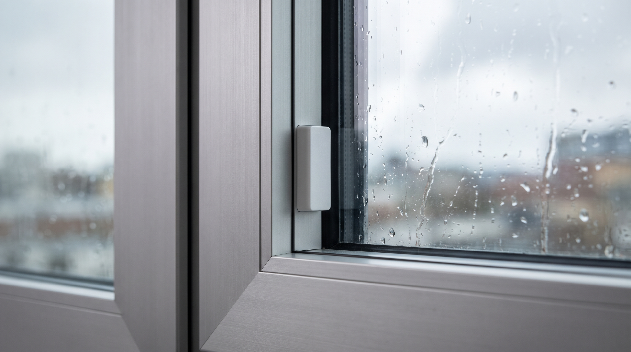 Smart Windows Fenstersensor fuer Smart-Home-Steuerung am Fensterrahmen